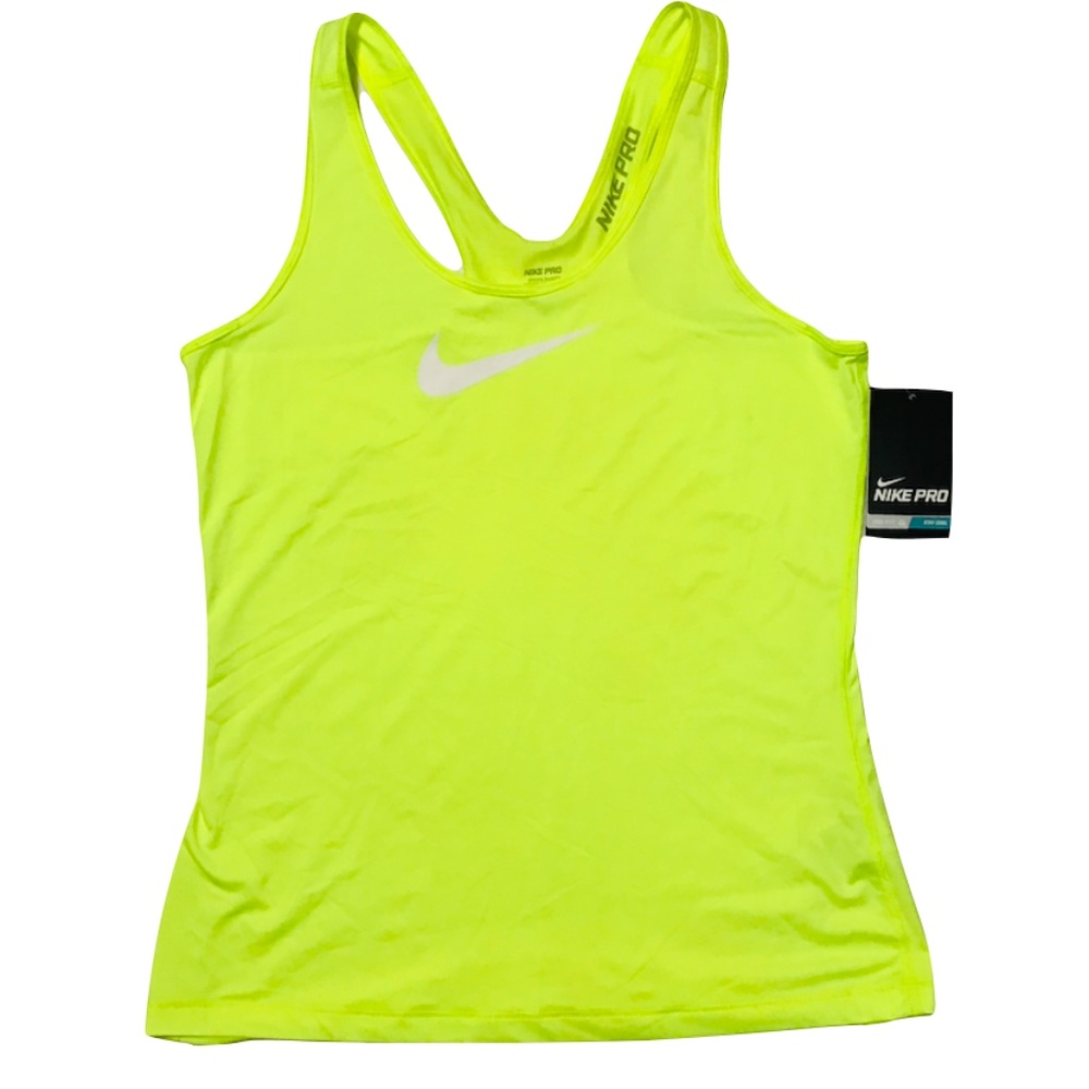 2/$25 Nike tank top womens large neon yellow Pro racerback